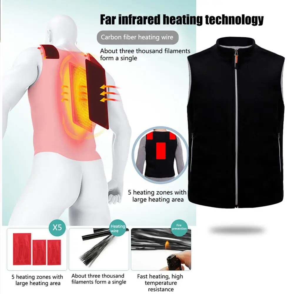 

Jacket Heated Outdoor Electric Heated Vest USB Heating Vest Winter Thermal Cloth Cotton кђѬка с подогѬевом veste chauffante